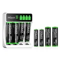 Produktbild: HiQuick Universal Akkuladegerät mit 4 AA Akkus + 4 AAA Akkus, Ladegerät für NI-MH/NI-CD Mignon AA Micro AAA Akku, HD LCD Display, schnelle ladegerät für wiederaufladbare batterien