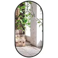 Produktbild: Home Collective Ovaler Spiegel 80x40 cm mit schwarz lackiertem Aluminiumrahmen für Badezimmer Flur und Wohnzimmer industrieller Loft-Stil vielseitiges Design langlebiges