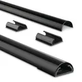 Produktbild: Kabelkanal, Alu, 110x3,3x1,8cm (Platz für bis zu 5 Kabel, zum Schrauben oder Kleben, halbrund, kürzbar, für Schreibtisch, Wand, Sockel, Fußboden etc., Kabelschutz, Kabelorganizer) schwarz