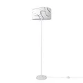 Produktbild: Paco Home Stehlampe Wohnzimmer Lampenschirm Stoff Stehleuchte Leselampe Abstrakt E27 2,5m Textilkabel Mit Stecker Modern, Farbe:Design 3 (Ø38 cm), Leuchtenart/Farbe:Stehleuchte Einbein - Weiß