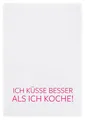 Produktbild: Geschirrtuch weiss, ICH KÜSSE BESSER ALS ICH KOCHE, neon pink