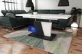Produktbild: Grand Noir Couchtisch ausziehbar höhenverstellbar 120/180cm in Weiß hochglanz / Schwarz matt modern vielseitig Wohnzimmertisch Esstisch Beistelltisch Sofatisch platzsparend hochwertig Wohnzimmer