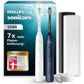 Produktbild: Philips Sonicare 5500 elektrische Zahnbürste, Sonic Zahnbürste mit 2 Putzmodi, Andruckkontrolle, EasyStart, SmarTimer und BrushPacer, Weiß und Navy, 2er-Pack, Modell HX7119/01 [Neue Technologie]