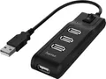 Produktbild: Hama USB 2.0 Hub 200118 4 USB Ports 480 Mbit/s Schwarz Sicherheitsschalter