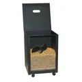 Produktbild: Pelletskorb mit Scheibe & Laufrollen schwarz Pellets Box  Fassungsvermögen 30 kg