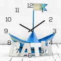 Produktbild: Wanduhr Alu-Dibond 30x30cm Uhr Alubild Uhr Bath Bad Maritim Blau Boot Aluminium