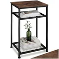 Produktbild: tectake® Beistelltisch Holz und Metall, Couchtisch mit Stauraum auf 3 Ebenen, Tisch Deko Wohnzimmer Möbel, Blumenständer, Deko Schlafzimmer, Beistelltisch Couch - Industrial dunkelbraun