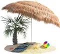 Produktbild: KINGSLEEVE® Sonnenschirm Hawaii Ø160cm Neigbar Höhenverstellbar UV Schutz 30+ Groß Rund Balkon Strand Strohschirm Strandschirm Bast Hawaiischirm Braun