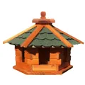 Produktbild: DARLUX Vogelfutterhaus M I Futterstelle I Sechseck Vogelhaus I Holz I Braun/Grün
