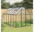 Produktbild: vidaXL Gewächshaus, Gewächshaus mit Fundamentrahmen Anthrazit 334x169x195 cm Alu