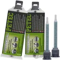 Produktbild: 2x 50mL PETEC FLÜSSIGMETALL EPOXIDHARZ-METALL KLEBER MISCHDÜSE FÜLLEN SPACHTELN