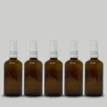 Produktbild: DIACLEANSHOP Glasflaschen mit Zerstäuber Set 5 x 100ml - Medizinflasche aus Braunglas mit Sprühkopf DIN18 - BPA frei