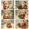 Produktbild: 12 Weihnachtskarten Vintage Klappkarten Karten mit Umschlägen Magie der Weihnacht Karte Umschlag Frohe Weihnachten Merry Christmas xmas Weihnachtskarte Weihnachtsmann Kinder Schnee Wald