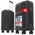 Produktbild: Reisekoffer Hartschalenkoffer XL Groß – Koffer Trolley Rollkoffer mit 4 Rollen & TSA-Schloss, Schwarz, 74 x 49 x 29 cm, stabil & leicht