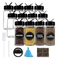 Produktbild: pojah 12er Gewürzgläser Set,120ml Glas Gewürzdosen eckig Aufbewahrung mit Schwarz Deckel, Trichter, Bürste, Etiketten & Kreidestift,10,5 x 4,3 cm