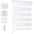 Produktbild: Doppelrollo Klemmfix ohne Bohren für Fenster ohne Bohren Doppelrollo Duo Rollo Jalousie Sonnenschutz, Weiß, 110x150cm