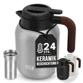 Produktbild: Thermoskanne 1,5L Keramikbeschichtung  Inkl. Teesieb & 24h Heiß