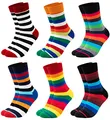 Produktbild: Occulto BUNTE SOCKEN für HERREN (6 PAAR) aus BAUMWOLLE in verschiedenen MUSTERN, bunte HERRENSOCKEN BUSINESS SOCKEN, RINGELSOCKEN 6 Paar | Mix1 43-46