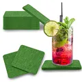 Produktbild: wortek Filzuntersetzer eckig für Gläser – 8er Set Glasuntersetzer für Getränke, Tassen, Bar, Glas - Ø 10cm Tischuntersetzer waschbare Untersetzer Gläser Grün Glas Untersetzer-Set