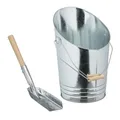 Produktbild: Relaxdays Kohleneimer, Schaufel, 10 Liter, Kohle, Pellets, Briketts, Kaminzubehör, Ascheeimer mit Henkel, silber/natur