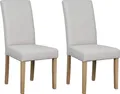 Produktbild: byLIVING Esszimmerstuhl 2er Set ELIAS / Webstoff taupe / Gestell Massivholz Rubberwood natur / B 47, H 99,5, T 60 cm