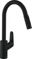 Produktbild: hansgrohe Focus M41 - Küchenarmatur mit Brause ausziehbar, 2 Strahlarten, Wasserhahn Küche mit Auslaufhöhe 240 mm, Mischbatterie Küche schwenkbar, Mattschwarz