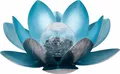 Produktbild: Dehner Solarleuchte Lotus, Lichtfarbe warmweiß / kaltweiß, Ø 27.5 cm, Höhe 12 cm, Metall / Glas / Kunststoff, silber / blau