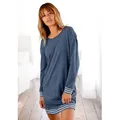 Produktbild: Nachthemd ARIZONA, Damen, Gr. 36/38, N-Gr, blau, Jersey, Obermaterial: 60% Baumwolle, 40% Polyester, meliert, Basic, bequem ca. Mitte Oberschenkel, Rundhals, Bündchen, Kleider Nachthemd, mit gestreiften Bündchen, Topseller