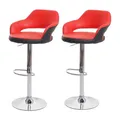 Produktbild: 2er-Set Barhocker MCW-F16, Barstuhl Tresenhocker Drehhocker, mit Lehne Kunstleder ~ rot-schwarz