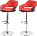 Produktbild: 2er-Set Barhocker MCW-F16, Barstuhl Tresenhocker Drehhocker, mit Lehne Kunstleder rot-schwarz