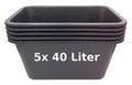 Produktbild: BURI 5 Stück Mörtelwanne 40 Liter Mörtelkasten rechteckig, schwarz - Baueimer Maurerkasten Mörtelkübel Pflanzwanne aus Deutschland extrem robust und strapazierfähig