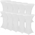 Produktbild: NYVI Stehtischhusse Gala Weiß Ø 60-65 cm 10er Set Elastische Premium Stretchhusse für gängige 110-120 cm hohe Bistrotische & Stehtische