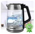Produktbild: Wasserkocher 1,7L (2200W) aus Glas und Edelstahl, LED-Beleuchtung, OneTouch-Verschluss, Kabelaufwicklung, Glas, 100% BPA FREI SN0617L-12