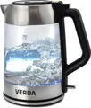 Produktbild: Wasserkocher 1,7L, 2200W, Edelstahl, LED-Beleuchtung, Kalkfilter, OneTouch-Verschluss, Kabelaufwicklung, Glas Wasserkocher, Glas, 100% BPA FREI 360° Basis (SN0617L-12)