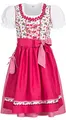 Produktbild: Nübler Dirndl Mädchen Natalie - 3-teiliges Set inkl. Trachtenbluse & Schürze - Weiß-Pink, Original bayerische Tracht - Hochwertige, Pflegeleichte Qualität - Kinderdirndl für Oktoberfest, Größe:116