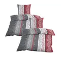 Produktbild: Casa Colori Bettwäsche Seersucker Bettwäsche Garnitur 135x200 Reißverschluss, Seersucker, 4 teilig, in Grau Rot gemustert