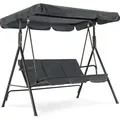 Produktbild: M MCombo 3-Sitzer Hollywoodschaukel, Gartenschaukel mit Verstellbares Sonnendach, Schaukelbank Outdoor, Gartenliege Wetterfest, Grau 8003 - Grau