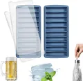 Produktbild: LessMo Silikon-Eiswürfelform, Eiswürfelform mit Deckel, LFGB Zertifiziert und BPA-Frei, Leicht zu Entnehmen, Verwendbar für Frozen Drinks, Whiskey und Cocktails, 10 Fächer (2, Blau)