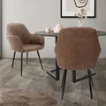 Produktbild: ML-Design 2er Set Esszimmerstuhl mit Rückenlehne, Braun, aus Kunstleder