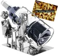 Produktbild: Weinflaschenhalter Liebespaar mit Hund Weinhalter Paar Geschenk + Grusskarte