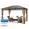 Produktbild: Gartenpavillon 3x4 m Pavillon festes Polycarbonatdach Pergola Partyzelt Alu Zelt