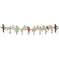 Produktbild: Kare Design Wandgarderobe Bird Party, Grün/Rot, 19x102x6 cm, Garderobenleiste, Garderobe mit 8 Haken, Vogel Motiv, Vintage, Stahl Gestell, Eingangsbereich