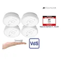 Produktbild: VisorTech 4er-Set fotoelektrische Rauchwarnmelder mit 10-J.-Batterie, 85 dB, VdS