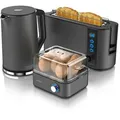 Produktbild: Arendo Frühstücks-Set in grau - Wasserkocher / Toaster / Eierkocher