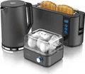 Produktbild: Arendo Frühstücks-Set in grau - Wasserkocher / Toaster / Eierkocher
