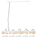 Produktbild: BRILLIANT Lampe Plow Pendelleuchte 5flg weiß/holz hell | 5x A60, E27, geeignet für Normallampen (nicht enthalten) | Köpfe schwenkbar