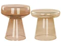 Produktbild: BELIANI Beistelltisch 2er Set Goldbraun Rauchglas Glänzend Hoch Rund T-Form Pilzform Konisch Retro-Stil Couchtisch für Pflanzen Wohnzimmer Ausstattung