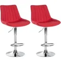 Produktbild: CLP 2er Set Barhocker Toni Stoff Metall in Chromoptik/rot