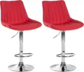 Produktbild: CLP 2er Set Barhocker Toni Stoff drehbar und stufenlos höhenverstellbar - rot Material Gestell Metall in Chromoptik