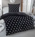 Produktbild: Malika Wendebettwäsche 155x220 + 80x80 cm Cashmere Touch Sterne Bettwäsche, atmungsaktiv, Mikrofaser, 2 teilig, Für Allergiker geeignet, pflegeleicht, angenehm weicher Stoff